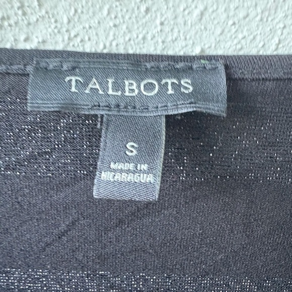 Talbot’s Black Sparkle Stripe Ling Sleeve Round Neck Top Size S Career Party - Picture 2 of 8